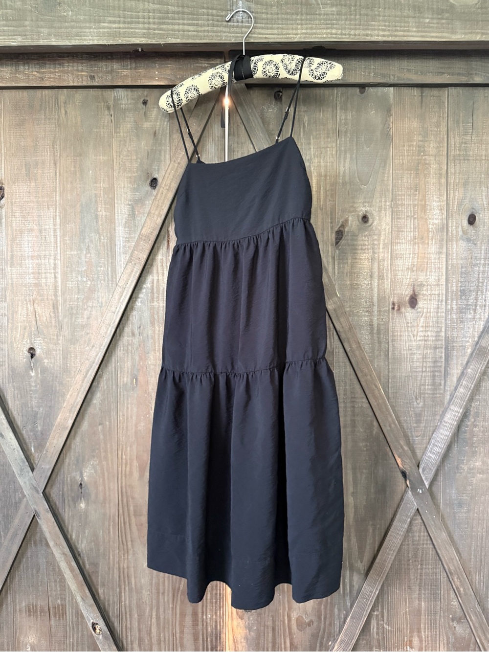 Abercrombie & Fitch Black Tiered Midi Dress